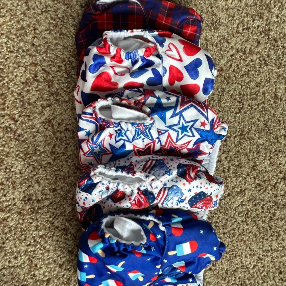 NEW Mama Koala OS Cloth Diapers - Set of 5 - Patriotic Red, Blue, White
